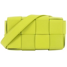 BOTTEGA VENETA Maxi Intrecciato Cassette Belt Bag Lime Leather Pre-owned Auth
