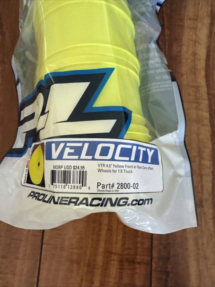 Proline Velocity VTR 4.0 Yellow Front Or Rear Zero Offset Wheels For 1:8 Truck - Image 3 of 3