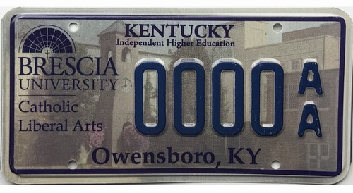 *SAMPLE SALE* Kentucky BRESCIA UNIVERSITY Sample License Plate