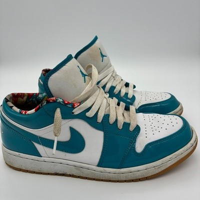 Nike Air Jordan 1 Low Barcelona Cyber Teal Men Size 10 DC6991-400 Patent Leather