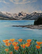 Mountains Painting Landscape Oil on Canvas Impasto Original Art 20x16 inches