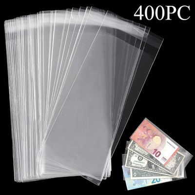 400 PCS Currency Sleeves Paper Money Bill Holder Banknote Storage Protector Case