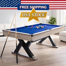 7 ft Pool Table Set, 84in Bar-Size Billiard Table w/Metal Support Modern K-Leg