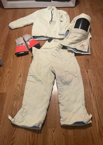 Oberon ARC100 Electric Arc Flash Protective Clothing Set Coat Pants Hood Gloves video thumbnail