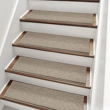 Stair Treads Runner Carpet 15 Pack, Self-Adhesive, Washable, 22 x 70cm, Beige