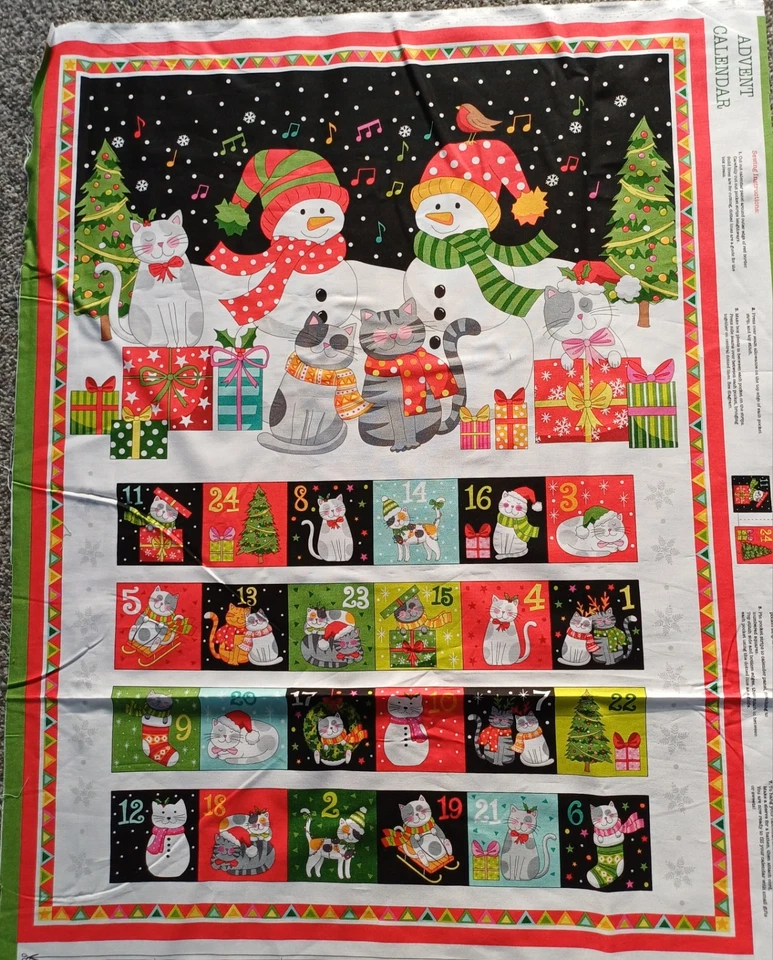Santa Paws Christmas Advent Calender Panel,  100% Quilting cotton by Makower,  - Image 4 of 4