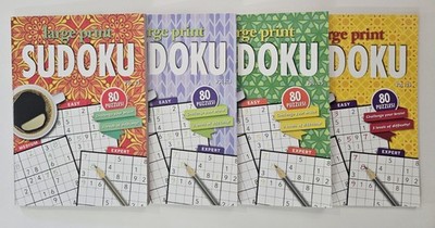 4 New Large Print Sudoku PAPP Puzzle Books Vol# 23-26  Games Entertain Hobby  