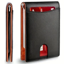 Slim RFID Blocking Wallet for Men Card Holder Money Clip Leather Bifold