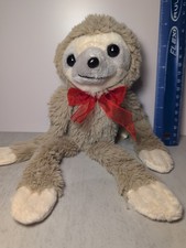 Dan Dee Sloth Plush Stuffed Animal Brown Cream Red Bow KV936845-C 12 Inch