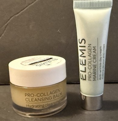 New Elemis Pro-Collagen Travel Duo Cleansing Balm 0.7oz & Marine Cream 0.5oz