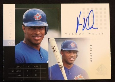 2000 Upper Deck SP Authentic Vernon Wells Chirography Auto #VW Blue Jays
