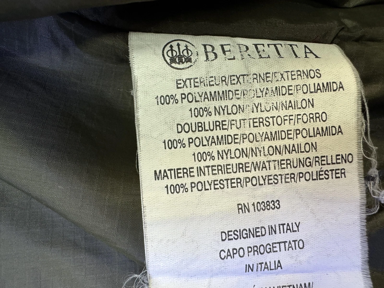 Beretta Vest Mens Large Green Quilted Full Zip Insulated Hunting Lightweight - product detail image 6