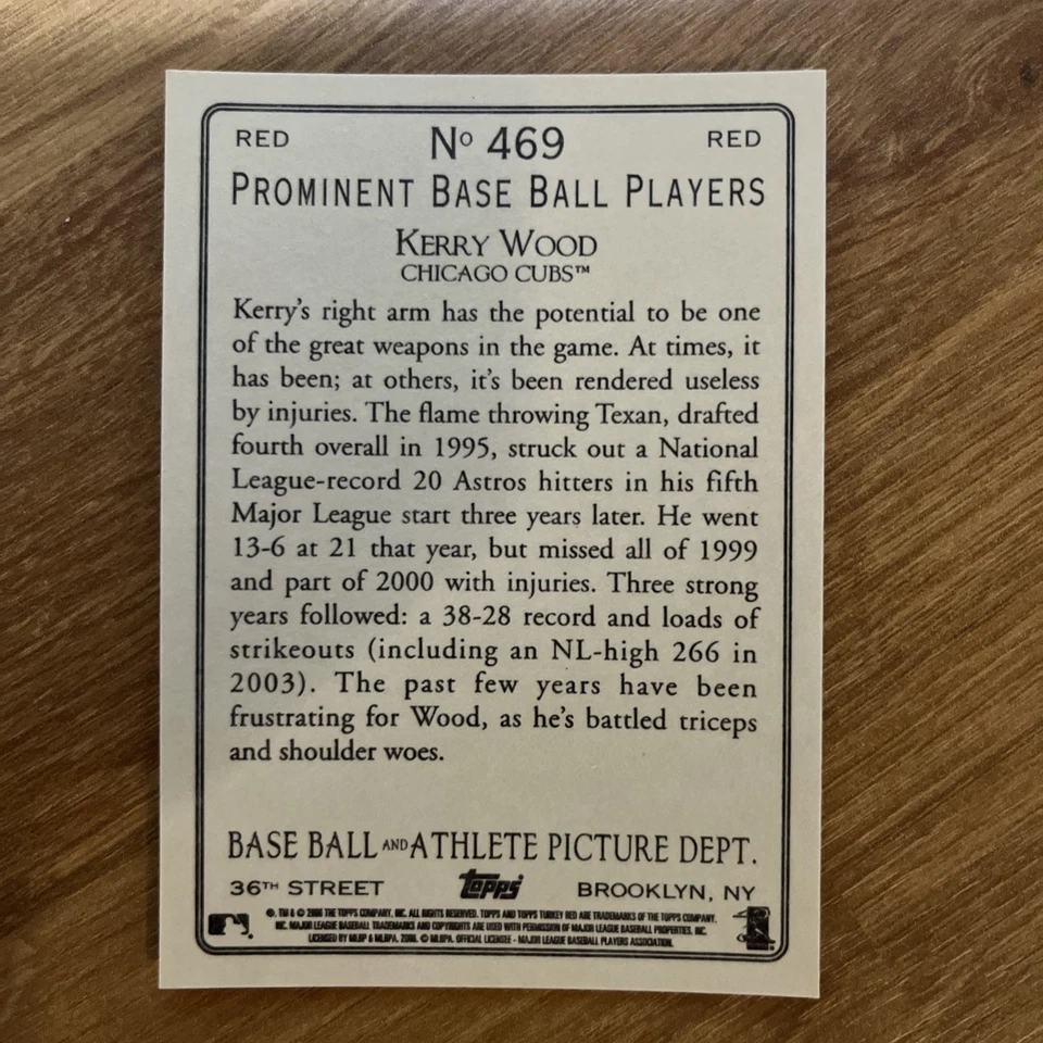 2006 Topps Turkey Red - Kerry Wood #469 Red Border SP - Chicago Cubs - Image 2 of 2