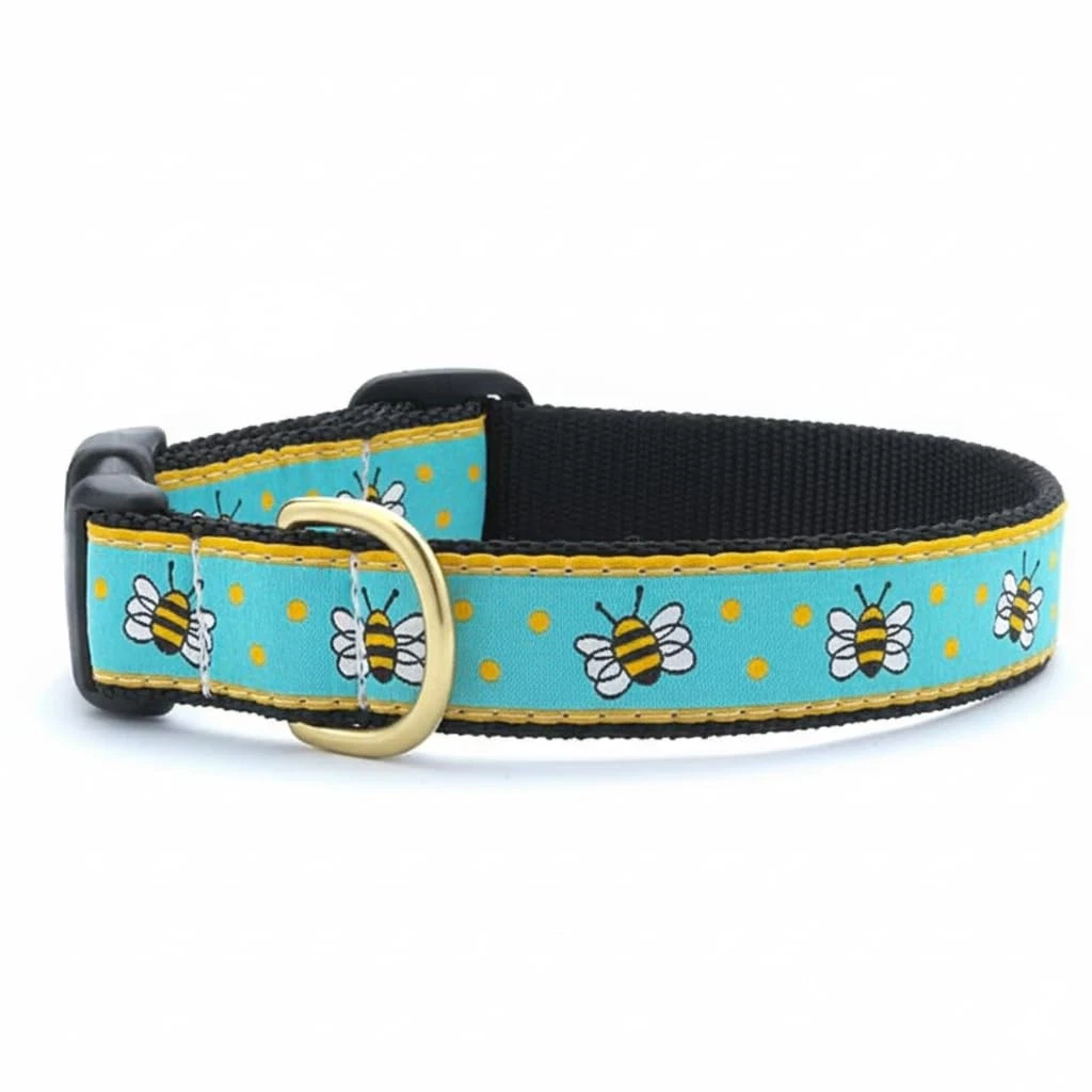 Bee Dog Collar Medium Fits 12/18 Inch 5/8 Inch Narrow Width Adjustable Pet