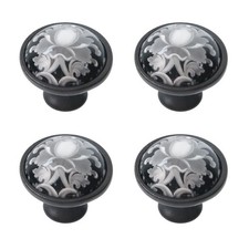 4PCS 1.3" Diameter Ceramic Drawer Knobs Black and White Vintage Cabinet Knob ...