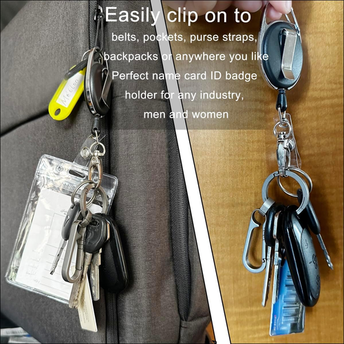 Retractable Badge Reel with Claw Clasp and Clip for Id Card Holders (2Pack) - Picture 5 of 12