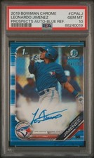 2019 Bowman Chrome Leonardo Jimenez Blue Refractor Auto /150 PSA 10