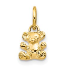 10k Yellow Gold 3D Teddy Bear Charm Pendant L 13mm, W 7mm