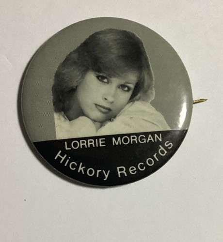 Vintage 2 1/4" Lorrie Morgan Pin Back Button Hickory Records