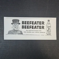 1957 Burrough's Beefeater English Gin Vintage Print Ad Martini Kobrand London