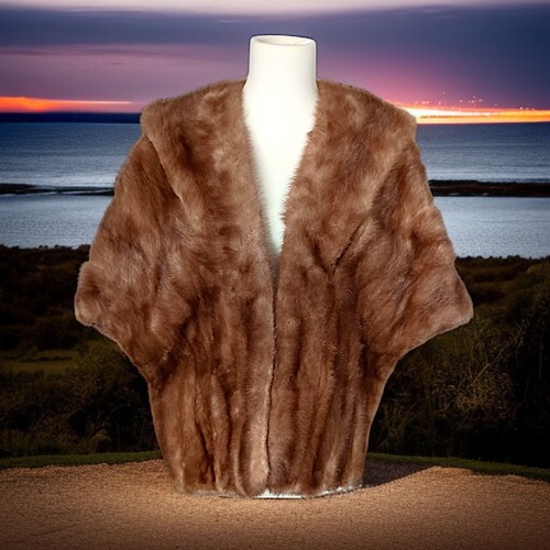 Nerz Stola Schal Halstuch Shrug Honig Rot Braun Vintage MCM Louis Laurie Philly MÄNGEL - Bild 22 von 24