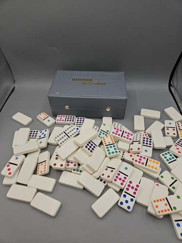 1994 Dominoes 91 Domino Pieces Double 12 Color Dots by Cardinal Case & Box