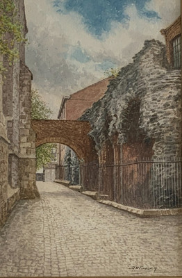 Albert Henry Findley (1880 1975) Aquarell Schmuck Wand, Kirchenspaziergang, Leicester