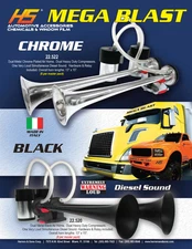 MEGA BLAST - Dual Trumpet Train 12V Electric Air Horn for Truck, Train Chrome
