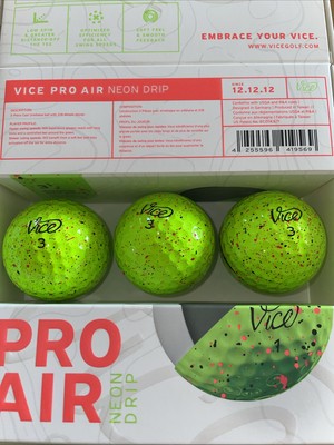 Vice Pro Air NEON Green Pink Black Drip Golf Balls sleeve of (3) Special Edition
