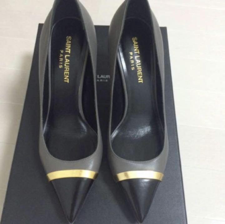 Autentiche decolte Yves Saint Laurent tacco a punta grigio nero taglia 36 donna