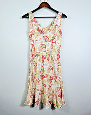 CAbi Y2K Dress Size 2 Boho Sleeveless Paisley Floral #302 Flounce Hem Ruffles