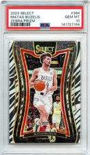 MATAS BUZELIS 2024 PANINI SELECT MEZZANINE LEVEL ZEBRA PRIZM ROOKIE SSP PSA 10