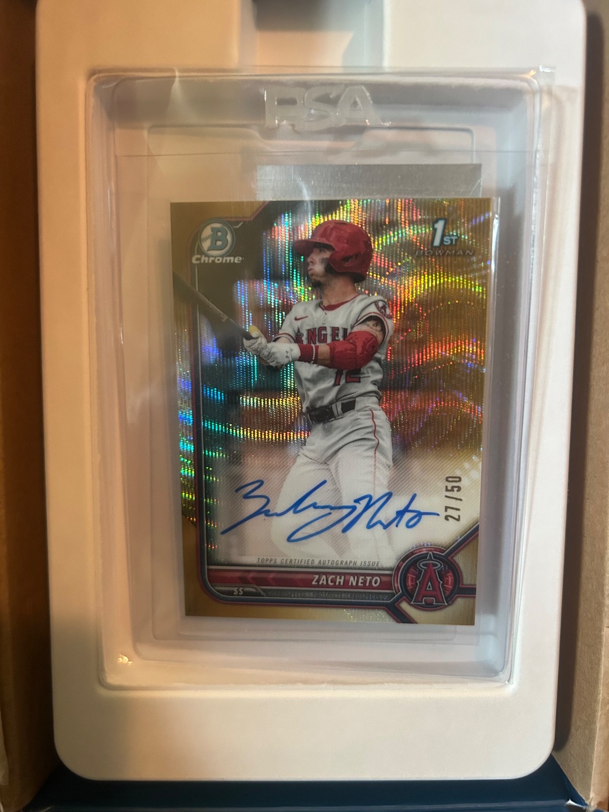 2022 Bowman Chrome 1st Zach Neto Gold Wave Auto /50