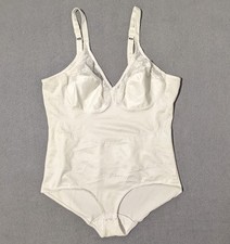 Vintage White Lace Bodysuit Shapewear Size 46 Nylon Spandex Adjustable Straps