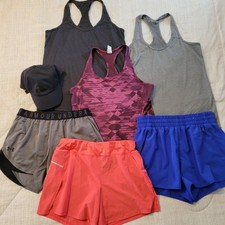 Women  s S Workout Gym Running Clothing Lot Tops Shorts Reebok Under Armour Avia