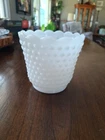 Vintage Fire King Milk Glass Hobnail Planter Scalloped Edges