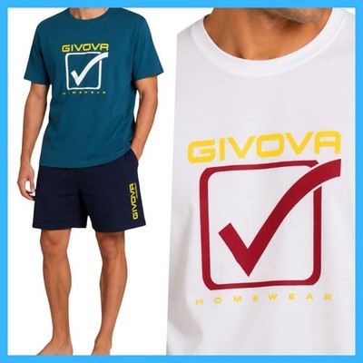 Herren Schlafanzug Baumwolle Sommer Givova Kurzarm Shorts leicht M L XL XXL