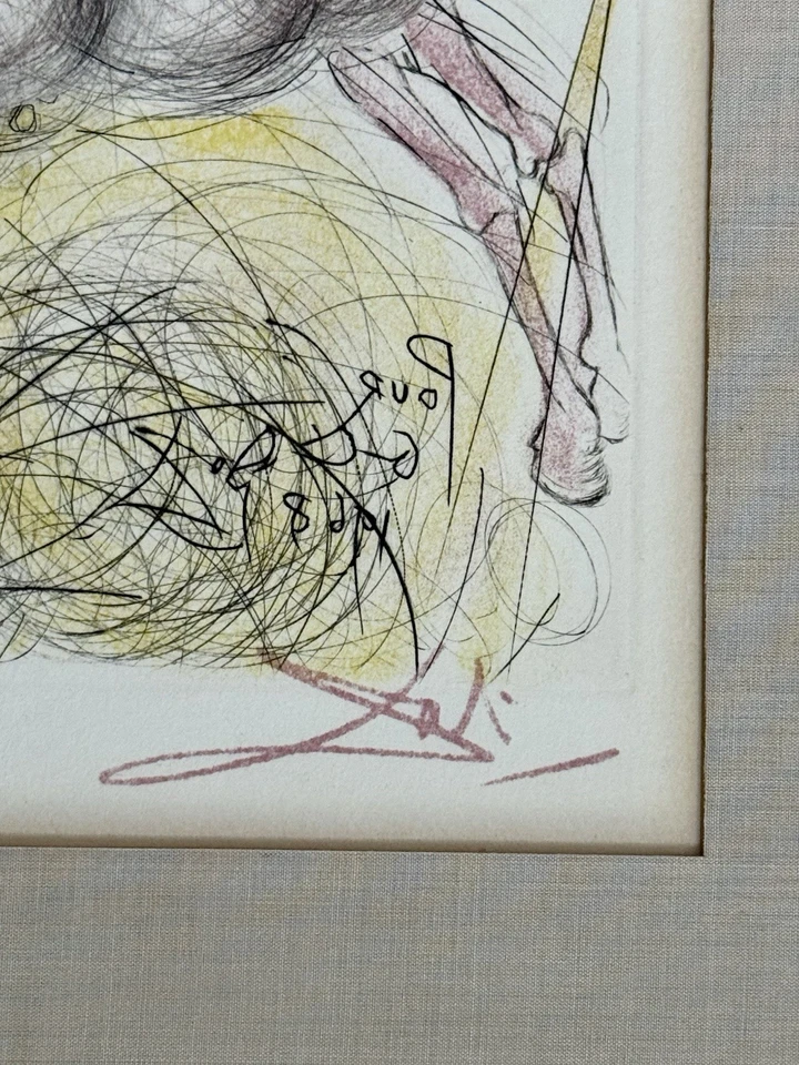 Salvador Dali c.1968 Pegasus Signed Original Etching Mythology Flying Horse Art - Image 3 of 4