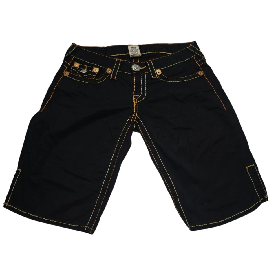 True Religion Joey Short Big T Women’s Size 27 Black Shorts Made USA Y2k - Image 2 of 4
