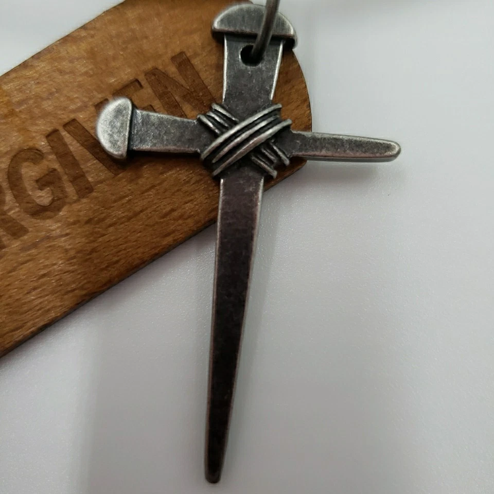 Nail Cross Necklace Forgiven Dog Tag Adjustable Rawhide Cord Christian John 3:16 - Image 4 of 4