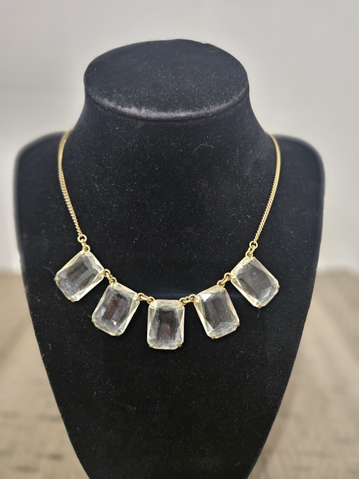 J Crew Necklace Chunky Clear Rectangular Glass Ch… - image 2