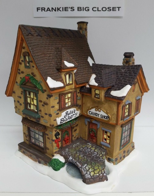 Ceramic lighted Christmas Village "Bakery Candy Shop" Hand painted 8.5