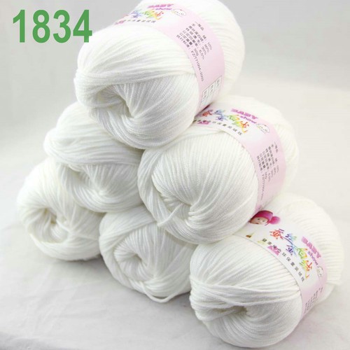 Sale New 6 balls x50g Soft Cashmere Silk Velvet Baby Children Hand Knitting Yarn - Picture 58 of 70