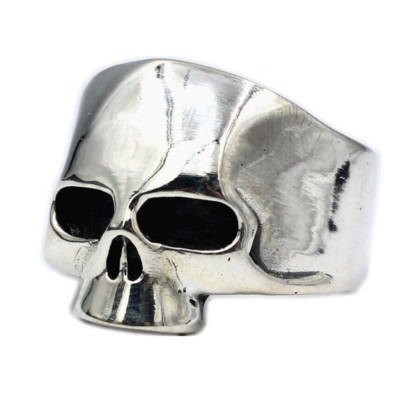 925 sterling silver handmade Biker simple Rock classic smooth-surface skull ring
