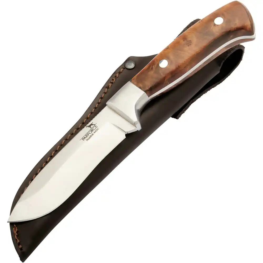 PARFORCE "ERGO" GERMAN HUNTER HUNTING KNIFE / THUJA WOOD w LEATHER SHEATH eBay