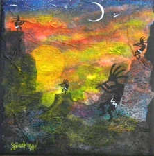 Original Southwest KOKOPELLI Painting on Canvas by G BEEKMAN K2799