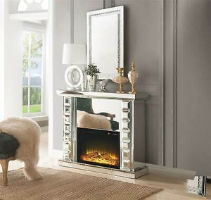 Acme Dominic Mirrored Electric Fireplace For Sale Online Ebay