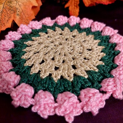 Handgefertigte Häkeluntersetzer 6er Set, 100% Baumwolle Mandala rund mehrfarbig 15 cm 