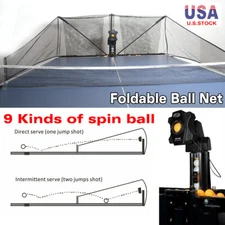 Automatic Table Tennis Robot w/ Foldable Net Ping Pong Training Machine Spinning