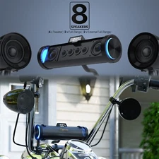 Waterproof Bluetooth Motorcycle Stereo 8 Speakers MP3 Audio Music System Radio